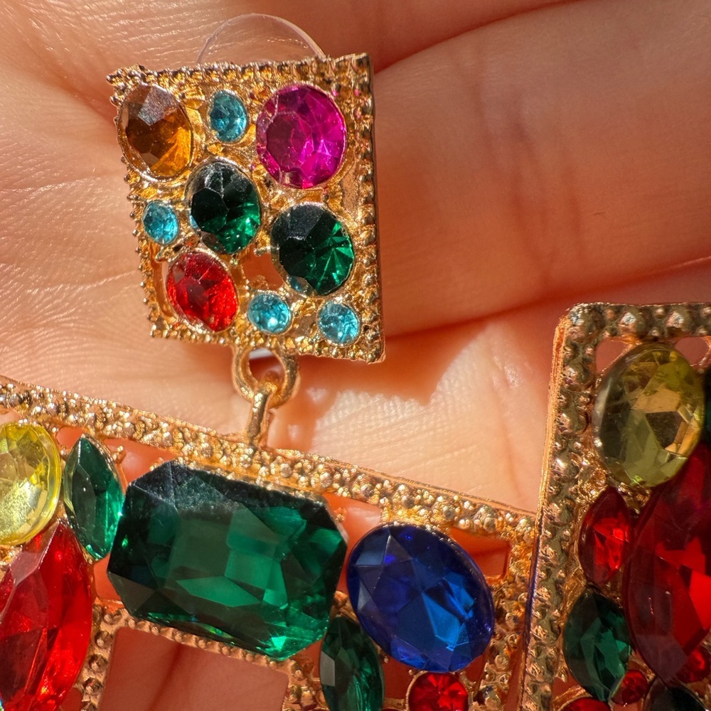New! Multicolour Colourful Square Rhinestones Ear… - image 7